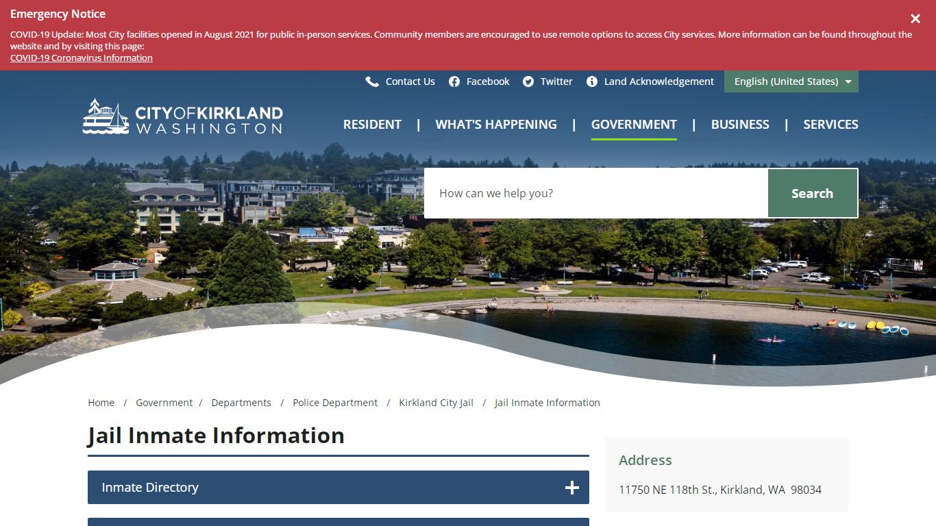 Jail Inmate Information – City of Kirkland